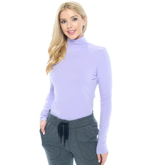 ACTIVE UNIFORMS Women's Long Sleeve Turtle-Neck T-Shirt Under Scrub (Lavender, Small)