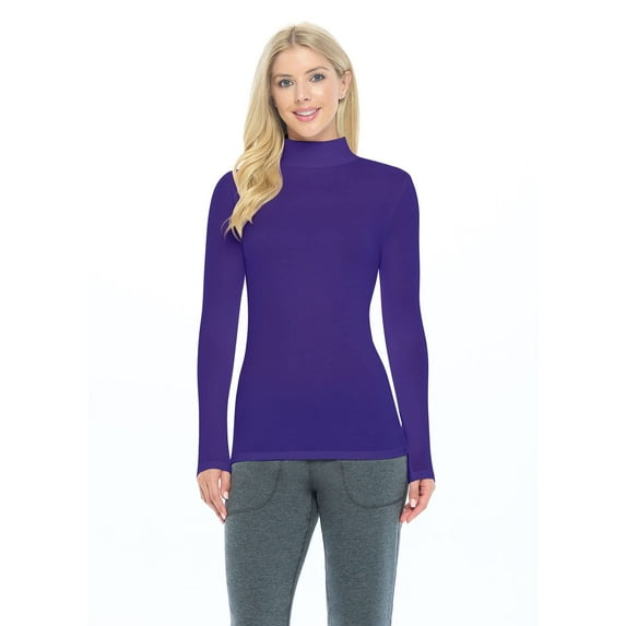 ACTIVE UNIFORMS Women's Long Sleeve Turtle-Neck T-Shirt Under Scrub (Purple, X-Small)