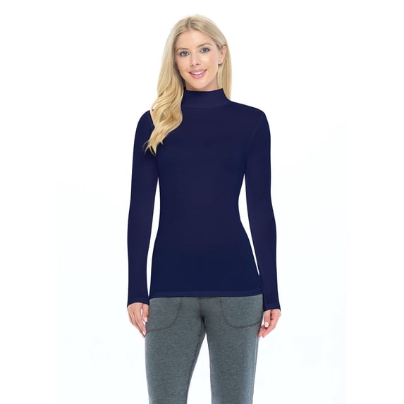 ACTIVE UNIFORMS Women's Long Sleeve Turtle-Neck T-Shirt Under Scrub (True Navy Blue, X-Small)