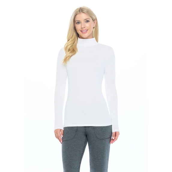 ACTIVE UNIFORMS Women's Long Sleeve Turtle-Neck T-Shirt Under Scrub (White, X-Small)