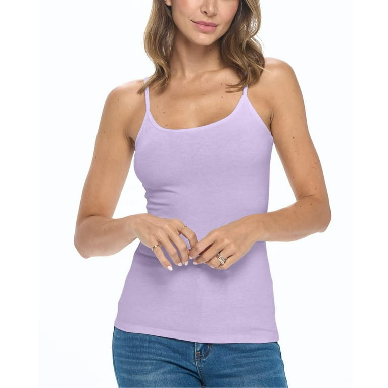 ACTIVE UNIFORMS Women's Soft and Breathable Cotton Stretch Camisole with  Adjustable Strap Tank Top (Lavender, Medium) 