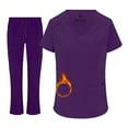 thumbnail image 1 of ACTIVE UNIFORMS Women's Stretch Scrub Set 11 Pocket Cargo Medical Scrub Top and Pants (Eggplant, X-Small), 1 of 6