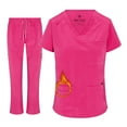 thumbnail image 1 of ACTIVE UNIFORMS Women's Stretch Scrub Set 11 Pocket Cargo Medical Scrub Top and Pants (Hot Pink, XX-Large), 1 of 6