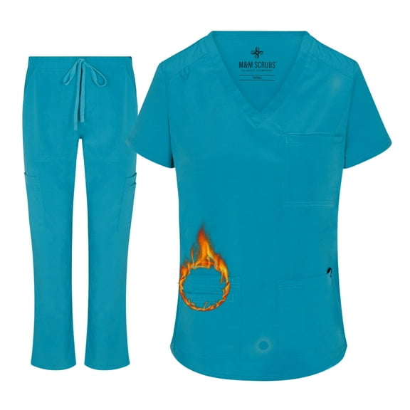 ACTIVE UNIFORMS Women's Stretch Scrub Set 11 Pocket Cargo Medical Scrub Top and Pants (True Hunter Green, Medium)