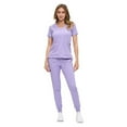 thumbnail image 1 of ACTIVE UNIFORMS Women’s Ultra-Soft Luxe Stretch Jogger Scrub Set V-Neck Top & Jogger Pants with Pockets - Regular & Petite Size (Lavender, X-Small), 1 of 5