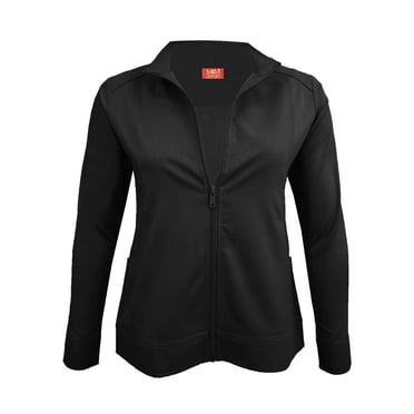 ACTIVE UNIFORMS Women's Ultra Soft Stretch Zip Up Scrub Jacket (Black, X-Small)