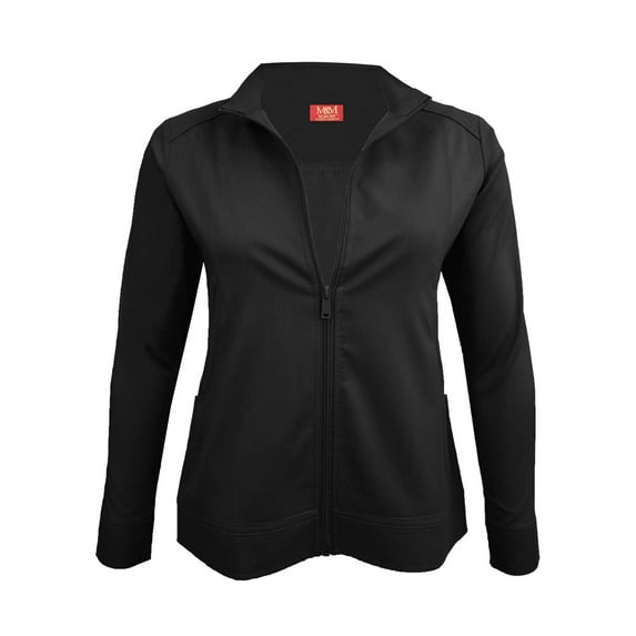 ACTIVE UNIFORMS Women's Ultra Soft Stretch Zip Up Scrub Jacket (Black, X-Small)