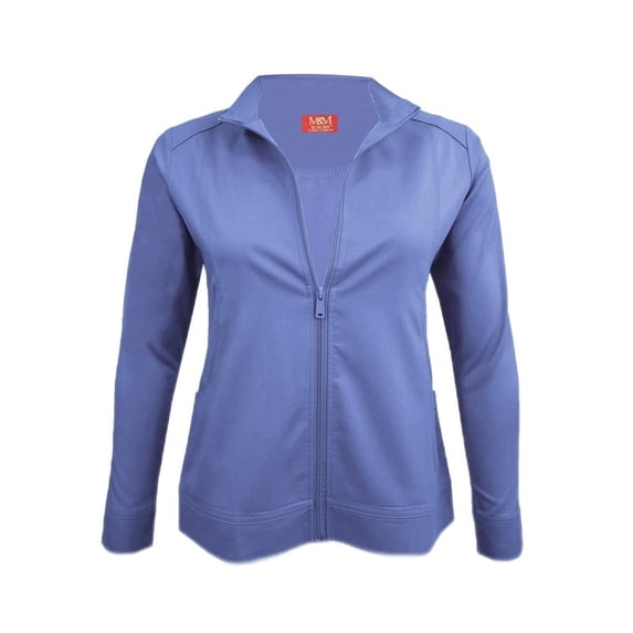 ACTIVE UNIFORMS Women's Ultra Soft Stretch Zip Up Scrub Jacket (Ceil Blue, Medium)
