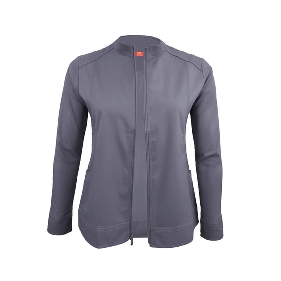 ACTIVE UNIFORMS Women's Ultra Soft Stretch Zip Up Scrub Jacket (Charcoal, Large)