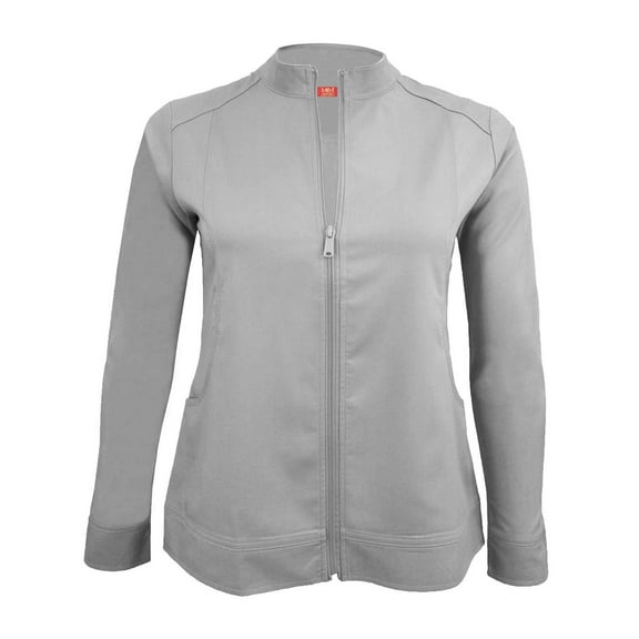 ACTIVE UNIFORMS Women's Ultra Soft Stretch Zip Up Scrub Jacket (Gray, X-Large)