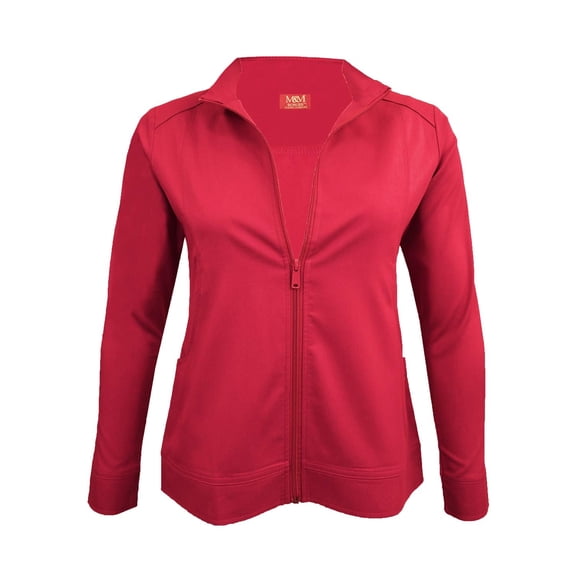 ACTIVE UNIFORMS Women's Ultra Soft Stretch Zip Up Scrub Jacket (Red, X-Small)