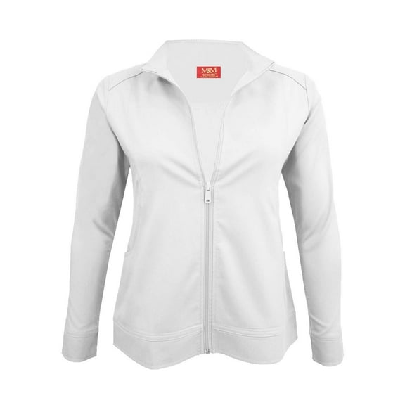 ACTIVE UNIFORMS Women's Ultra Soft Stretch Zip Up Scrub Jacket (White, X-Large)