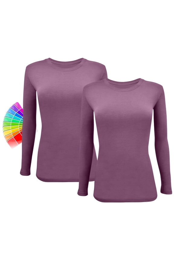 Women's Under Scrub Tee Crew Neck Long Sleeve T-Shirt 2 - Pack (Argyle Purple, XX-Small)