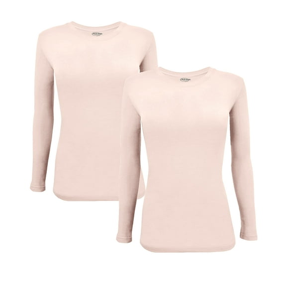 ACTIVE UNIFORMS Women's Under Scrub Tee Crew Neck Long Sleeve T-Shirt 2 - Pack (Nude, X-Large)