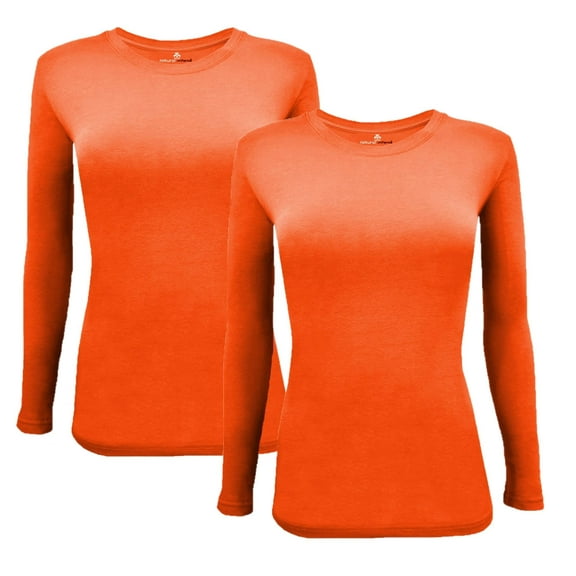 ACTIVE UNIFORMS Women's Under Scrub Tee Crew Neck Long Sleeve T-Shirt 2 - Pack (Orange, XX-Small)