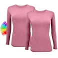 thumbnail image 1 of ACTIVE UNIFORMS Women's Under Scrub Tee Crew Neck Long Sleeve T-Shirt 2 - Pack (Rose, X-Small), 1 of 6
