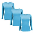 thumbnail image 1 of ACTIVE UNIFORMS Women's Under Scrub Tee Crew Neck Long Sleeve T-Shirt 3 - Pack (Water Blue, Large), 1 of 6