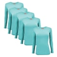 thumbnail image 1 of ACTIVE UNIFORMS Women's Under Scrub Tee Crew Neck Long Sleeve T-Shirt 5 - Pack (Aqua Blue, Large), 1 of 6