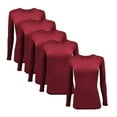 thumbnail image 1 of ACTIVE UNIFORMS Women's Under Scrub Tee Crew Neck Long Sleeve T-Shirt 5 - Pack (Burgundy, X-Small), 1 of 6