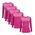 thumbnail image 1 of ACTIVE UNIFORMS Women's Under Scrub Tee Crew Neck Long Sleeve T-Shirt 5 - Pack (Hot Pink, Large), 1 of 6