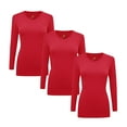 thumbnail image 1 of ACTIVE UNIFORMS Women's Under Scrubs Long Sleeve T-Shirt Comfort V-Neck Medical Underscrub Tee - 3 Pack (Red, XX-Small), 1 of 7