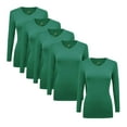thumbnail image 1 of ACTIVE UNIFORMS Women's Under Scrubs Long Sleeve T-Shirt V-Neck Medical Underscrub Tee -Super Soft and Stretchy - 5 Pack (True Hunter Green, 3X-Large), 1 of 7