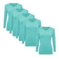 thumbnail image 1 of ACTIVE UNIFORMS Women's Under Scrubs Long Sleeve T-Shirt V-Neck Medical Underscrub Tee -Super Soft and Stretchy - 5 Pack (Aqua Blue, XX-Large), 1 of 1
