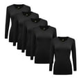 thumbnail image 1 of ACTIVE UNIFORMS Women's Under Scrubs Long Sleeve T-Shirt V-Neck Medical Underscrub Tee -Super Soft and Stretchy - 5 Pack (Black, XX-Large), 1 of 7
