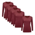 thumbnail image 1 of ACTIVE UNIFORMS Women's Under Scrubs Long Sleeve T-Shirt V-Neck Medical Underscrub Tee -Super Soft and Stretchy - 5 Pack (Burgundy, 3X-Large), 1 of 7