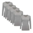 thumbnail image 1 of ACTIVE UNIFORMS Women's Under Scrubs Long Sleeve T-Shirt V-Neck Medical Underscrub Tee -Super Soft and Stretchy - 5 Pack (Grey, Large), 1 of 7