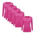 thumbnail image 1 of ACTIVE UNIFORMS Women's Under Scrubs Long Sleeve T-Shirt V-Neck Medical Underscrub Tee -Super Soft and Stretchy - 5 Pack (Hot Pink, X-Large), 1 of 7