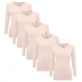 thumbnail image 1 of ACTIVE UNIFORMS Women's Under Scrubs Long Sleeve T-Shirt V-Neck Medical Underscrub Tee -Super Soft and Stretchy - 5 Pack (Nude, X-Large), 1 of 7