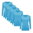 thumbnail image 1 of ACTIVE UNIFORMS Women's Under Scrubs Long Sleeve T-Shirt V-Neck Medical Underscrub Tee -Super Soft and Stretchy - 5 Pack (Water Blue, Small), 1 of 7