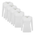 thumbnail image 1 of ACTIVE UNIFORMS Women's Under Scrubs Long Sleeve T-Shirt V-Neck Medical Underscrub Tee -Super Soft and Stretchy - 5 Pack (White, Medium), 1 of 7