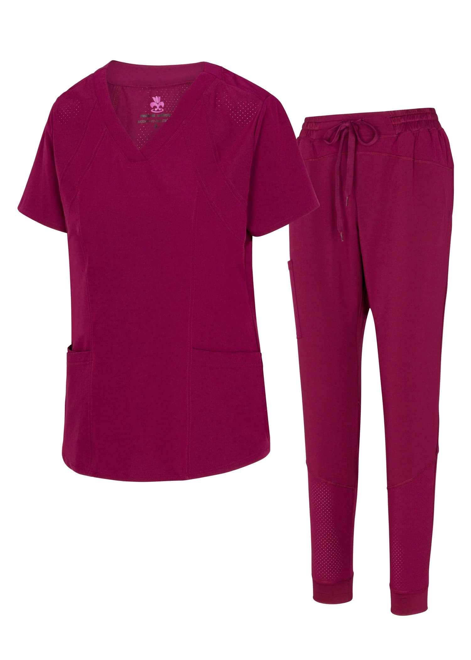 ACTIVE UNIFORMS Womens' Cool 4Way Stretch Jogger Scrub Set (Burgundy