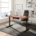 thumbnail image 1 of ACTIVESIT 55"x28" Black and Mahogany Home Office Height Adjustable Standing Desk Whole-piece Desktop Computer Desk, 1 of 9