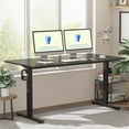 thumbnail image 1 of FLEXISPOT 55"x28" Home Office Height Adjustable Standing Desk with Hooks, Ergonomic Electric 2-Stage Stand Up Computer Desk, Black, 1 of 9