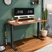 ACTIVESIT 55"x28" Home Office Electric Height Adjustable Standing Desk Black Frame and Mahogany Top