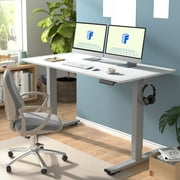 FLEXISPOT 55x28 Home Office Height Adjustable Standing Desk with Hooks, Ergonomic Electric 2-Stage Stand Up Computer Desk, Gray and White