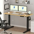 thumbnail image 1 of FLEXISPOT 60"x24" Home Office Height Adjustable Standing Desk with Hooks, Ergonomic Electric 2-Stage Stand Up Computer Desk, Black and Maple, 1 of 8