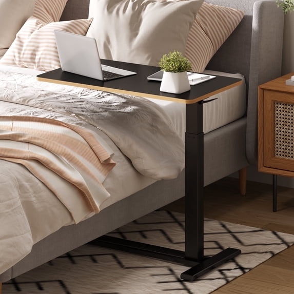 ACTIVESIT Black 32"x18" Adjustable Overbed Bedside Table with Wheels Laptop Table Standing Computer Desk Portable Stand Up Work Station Cart Tray Side Table for Sofa and Bed