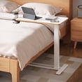 thumbnail image 1 of ACTIVESIT White 28"x16" Adjustable Overbed Bedside Table with Wheels Laptop Table Standing Computer Desk Portable Stand-up Work Station Cart Tray Side Table for Sofa and Bed, 1 of 8