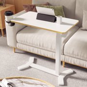 ACTIVESIT White 32"x18" Adjustable Overbed Bedside Table with Wheels Laptop Table Standing Computer Desk Portable Stand-up Work Station Cart Tray Side Table for Sofa and Bed