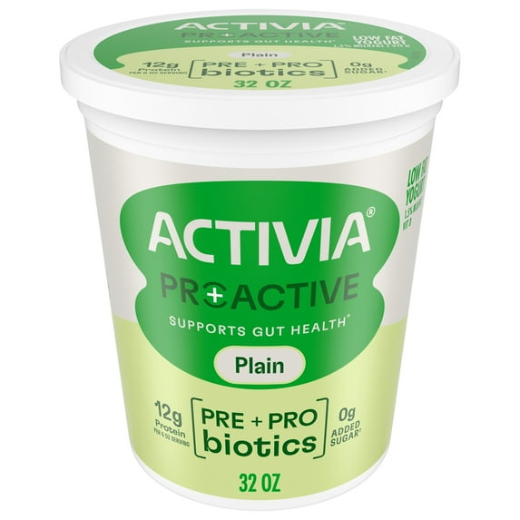 Activia Proactive Plain Prebiotic and Probiotic Yogurt Tub, Helps Support Gut Health, 32 oz