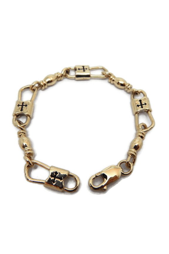 ACTS Bracelet Fishers Of Men 14K Gold Extra Large Link, Budded Cross Design!!