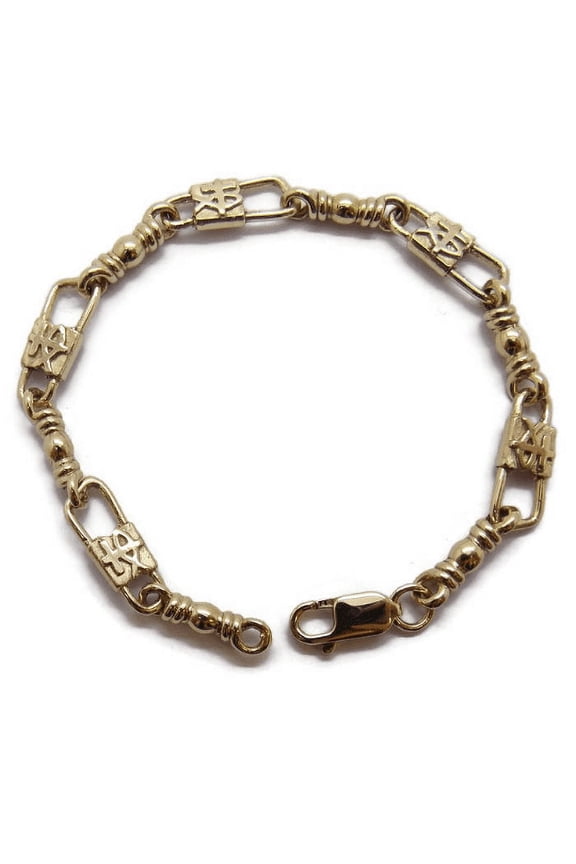 ACTS Bracelet Fishers Of Men 14K Gold MEDIUM LINK, Fish and Cross Design!!