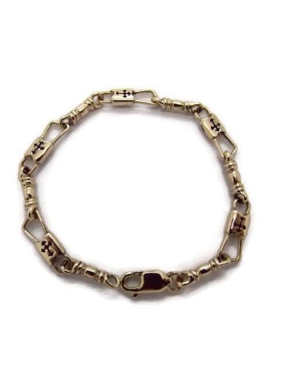 ACTS Bracelet Fishers Of Men 14K Gold REGULAR LINK, Budded Cross Design!!