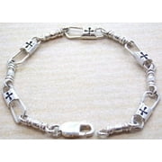 TWIN'S JEWELRY ACTS Bracelet Fishers Of Men Sterling Silver REGULAR LINK Maltese Cross!!