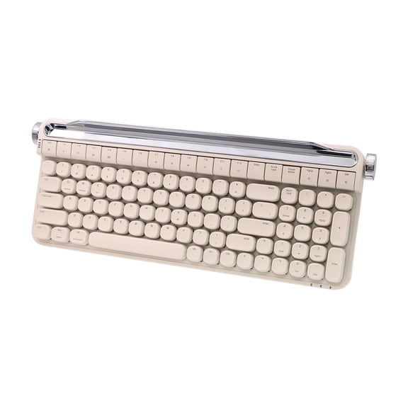 ACTTO B705 Retro Typewriter Mechanical Keyboard, Cream White, Dual-Mode Bluetooth & Wired, Knob & Stand, Blue Switch, RGB Backlight, for Gaming & Office