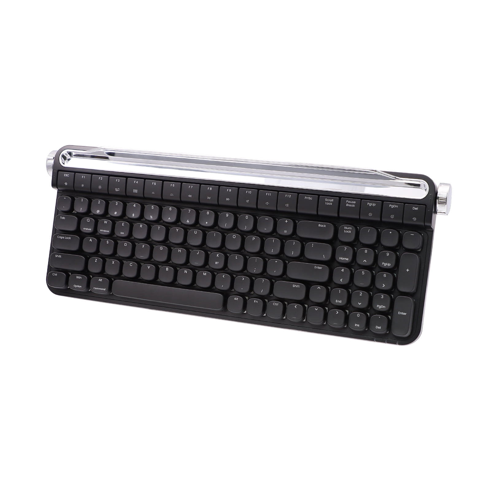 ACTTO B705 Retro Mechanical Keyboard, Black, Dual-Mode Bluetooth & Wired, Knob & Stand, Blue Switch, RGB Backlight, for Gaming & Office